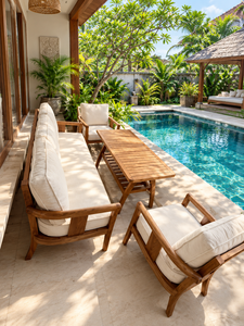Conjunto de Sillones de Jardín de Teca para Exteriores, Muebles de Patio Acolchados Impermeables para Villa, Hotel, Patio - Product Image 1
