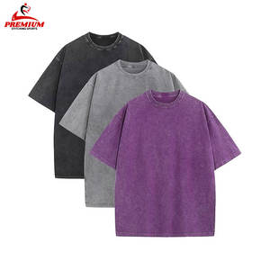 T-shirts brodés personnalisés pour hommes T-shirt en coton délavé à l'acide Impression bouffante surdimensionnée T-shirt vintage très détendu - Product Image 1