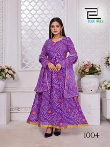 Nouvelle Collection Maruti mode pakistanaise Georgette Kurta/Kurti costumes Style traditionnel feuille impression dentelle travail haut Dupatta pour - Product Image 3