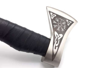 Hache à dos plat en acier à haute teneur en carbone avec manche en bois, qualité industrielle/bricolage, tête personnalisable, dimensions globales pour le camping en extérieur - Product Image 4