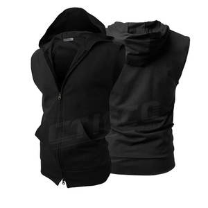 <b>Men's</b> Casual Winter <b>Sleeveless</b> <b>Hoodie</b> with Long Sleeves Simple Design Hooded Collar Pattern Type Solid Material Polyester/Cotton - Product Image 4