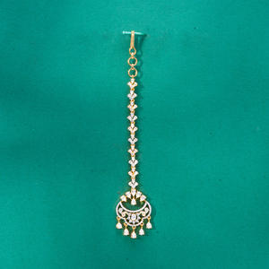 Cz Classic Maang Tikka con Mehndi de dos tonos Mayorista y joyería de la frente del fabricante Chapado en rodio - Product Image 1