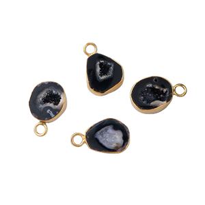 Pendentif Goutte d'Eau en Agate Druzy Noire Plaqué Or, Collier Fait Main en Cristal, Bijou Charmant, Ensemble de Collection, Cadeau pour Elle - Product Image 1
