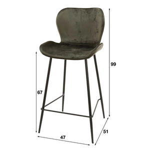 Taburete de Bar Moderno Tapizado, Silla Alta con Asiento de Tela y Respaldo, Patas de Metal para Bar de Hotel, Muebles de Cafetería - Product Image 6