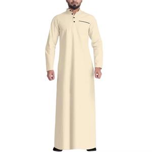Thobe émirati de qualité supérieure gris luxe Kandura traditionnel arabe porter élégant hommes Jubba doux et respirant tenue islamique moderne - Product Image 3