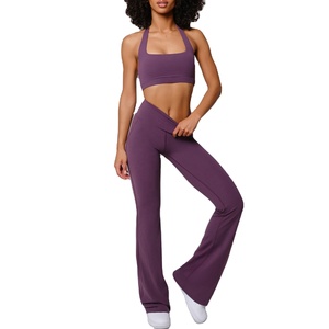 เทคนิคการพิมพ์แบบถ่ายโอนความร้อน ตัดเย็บอัตโนมัติ รับผลิตแบบ OEM ชุดโยคะ เสื้อชั้นในโยคะและกางเกงขาสั้นไร้ตะเข็บ ชุดออกกำลังกายโยคะ - Product Image 1