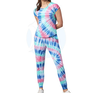 Vente flash : Ensemble de survêtement décontracté pour femme, 2 pièces, imprimé tie-dye, écologique, respirant, séchage rapide, vêtements d'été - Product Image 1