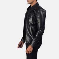 Chaqueta de Cuero para Hombre, Impermeable, Transpirable, para Motocicleta, Invierno, Talla Grande, con Cierre, Cuello Alto, Estilo Casual, Moda Urbana, Otoño, Negra