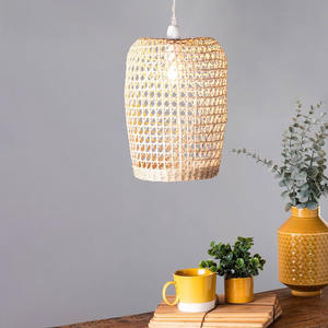 Plafonnier écologique en paille de raphia pour salon, hall d'entrée, plafonnier en paille naturelle - Product Image 5