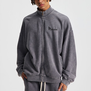 Zipper Heavy Sweat Veste Baggy Pantalon Personnalisé Poids Lourd Survêtement Oversize Boxy Crop Acid Wash Zip up Hoodie - Product Image 5