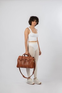 กระเป๋าดัฟเฟิลสีดำสำหรับผู้หญิง, กระเป๋าหนังถือขึ้นเครื่องน้ำหนักเบา - Product Image 2