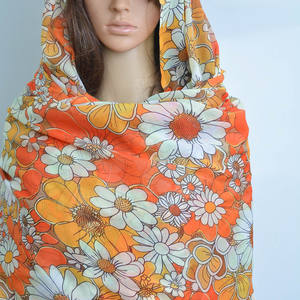 Velo Dirac Somalí, Abaya, Toub Sudanés, Impresión Digital Personalizada, Poliéster Ratti, Velo de Poliéster Ratti Estampado Floral para Novias - Product Image 2