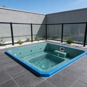 Piscina de acrílico cuadrada para patio trasero, mini piscina para jardín de villa con asiento, piscina spa para exteriores - Product Image 6