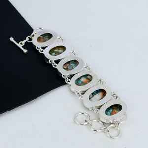 Bracelet de charme de luxe fait main en argent sterling 925 avec pierre précieuse antique de nacre épineuse, bijoux bohèmes, certifié GIA, cadeau d'anniversaire - Product Image 3