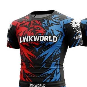 Custom MMA Sportswear Compression T-Shirt BJJ Rashguard Shirt+ Shorts <b>Trousers</b> Men's Boxing Clothing - Product Image 2