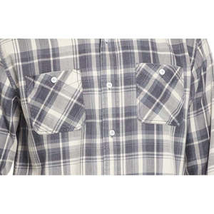 Vintage Indigo Blues Plaid Flannel <b>Shirt</b> for <b>Men</b> Weatherproof <b>High</b> Button-Up <b>Collar</b> Breathable Western Style Size Medium - Product Image 2