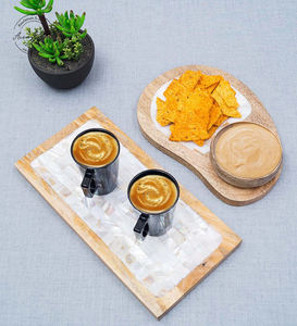 Custom <b>Large</b> round Mango Wood <b>Platter</b> Handcrafted Floral Print <b>Serving</b> Tray for Table Decoration and Dish <b>Serving</b> - Product Image 4