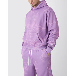 Sweat à capuche de haute qualité à manches longues avec poche kangourou, cordon de serrage, coupe ample et surdimensionnée, imprimé intégral. Pantalon de survêtement décontracté imprimé pour homme - Product Image 3