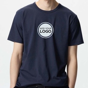 Camisetas de Manga Corta con Cuello Redondo para Hombre, Camisetas de Algodón Extra Grandes con Logotipo Personalizado - Product Image 1