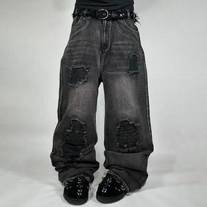 Fabricante personalizado Vintage Streetwear Y2k Denim pantalones de pierna ancha estilo Hip Hop desgastado rasgado pantalones vaqueros holgados sueltos para hombres - Product Image 5
