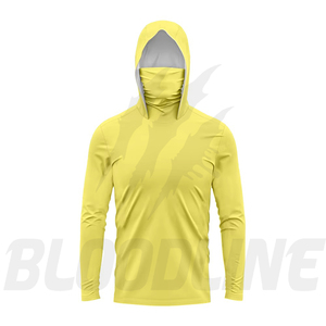Sweat-shirt sportif unisexe jaune à capuche, manches longues, séchage rapide, respirant, anti-plis, couleur unie, coupe classique, en molleton tricoté - Product Image 1