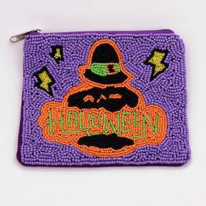 Pochette perlée cowboy multicolore de haute qualité, fabriquée à la main, en toile avec fermeture à glissière. - Product Image 3