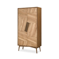 Armoire de cuisine moderne en bois de manguier écologique, résistante à l'eau, avec étagères et tiroirs, placard compact, finition naturelle