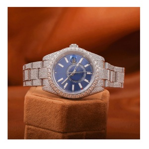 นาฬิกาข้อมือ Bling trendsetters VVS นาฬิกาโมโนโครมหน้าปัดสีฟ้าแสดงวันที่โรมันเต็มรูปแบบ - Product Image 1