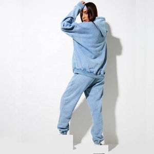 Conjunto de chándal para mujer con lavado ácido, ropa de calle para mujer, sudadera con capucha y pantalones de chándal con bordado desgastado Vintage, conjunto de chándal para mujer - Product Image 3