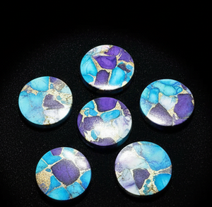 Turquesa Dalia Azul Violeta Natural Pulida Suave de Primera Calidad, Gema Suelta, Cabujón Plano Redondo Personalizado para la Fabricación de Joyas - Product Image 2