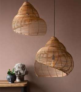 Modern Rattan Lampshade Rattan Conch Chandelier <b>Bamboo</b> Pendant <b>Light</b> - Product Image 3