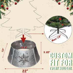 Collier d'arbre en métal pour arbre de Noël ferme rustique style moderne protecteur de base décoratif durable décor festif - Product Image 1