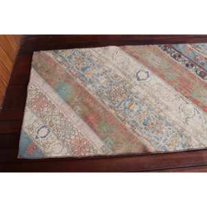 Tapis de 2,8 x 8,2 pieds, tapis turc vintage, tapis bleu patchwork - Product Image 4