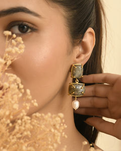 Black Rutilete Gold-Plated Brass Bohemian Religious Dangle Stud <b>Earrings</b> Elegant <b>Christmas</b> Gift for Women's Anniversary - Product Image 4