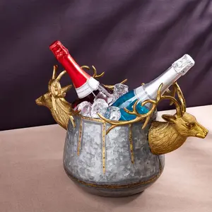 Seau à glace en argent de qualité supérieure avec texture martelée, élégant pour les événements, design pour refroidisseur, artisanat en métal fait à la main, texture martelée - Product Image 6