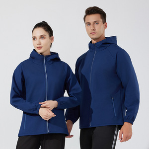Veste coupe-vent en softshell molletonnée pour homme pour l'entraînement, veste de sport zippée pour la salle de sport, avec capuche, haut d'entraînement thermique, teint - Product Image 6