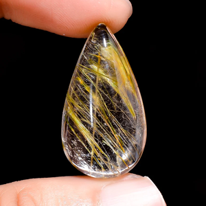 Forme de poire AAA doré rutile Quartz poire Cabochon poli naturel cristal de guérison pierre précieuse en vrac pour la fabrication de bijoux fournitures - Product Image 2