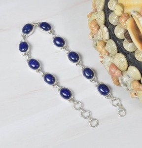 ธรรมชาติLapis LazuliอัญมณีSolid 925 เงินสเตอร์ลิงHandmadeผู้หญิงสาวพรรคสวมสร้อยข้อมือเครื่องประดับHandmade 925 ประทับตรา - Product Image 2