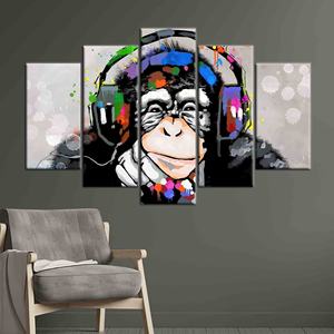 Lienzo Impreso: Elegante Decoración de Pared con Arte Abstracto de Mono, 5 Piezas: Enrollado en Lienzo - Product Image 1
