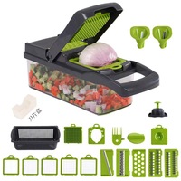 Nicebuy Hachoir à légumes multifonctionnel 22 pièces, mandoline, trancheuse à oignon, carotte, pomme de terre avec lames en acier inoxydable