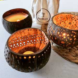 Candelabros de candelita de cáscara de coco con logotipo personalizado de decoración del hogar de alta calidad para fiesta de Eco2go Viet Nam - Product Image 6