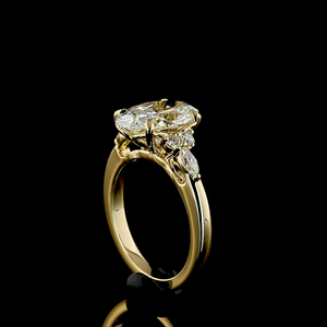 แหวนเพชรทรงรี 2.84 กะรัต ทองคำขาว 14K แหวนหมั้นแบบครึ่งวง แหวนแต่งงาน งานฝีมือ ขนาดสั่งทำได้ - Product Image 1