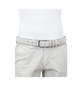 Cintura da uomo in pelle scamosciata di colore bianco freddo in vera pelle italiana di alta qualità con fibbie ad ardiglione 3.5cm/1.37in per il commercio all'ingrosso 6 pezzi in una scatola - Product Image 2