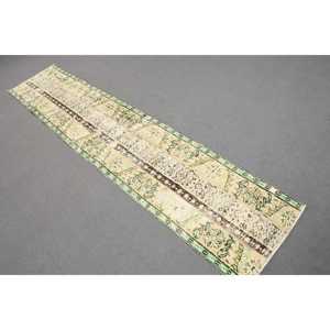 Turkish 1.8x8.3 ft Rug, <b>Runner</b> Vintage Rug, <b>Green</b> Brown Camouflage Rug - Product Image 1