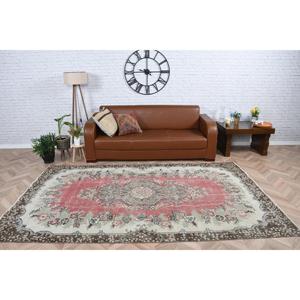 พรมขนาด 5.4x9.3 ฟุต, พรมวินเทจ, พรมขอบผ้าขนสัตว์สีแดงตุรกี - Product Image 2