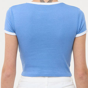 OEM Personnalisé Femmes Crop Top T Shirt 100% Coton Léger Blanc Sexy Femmes Fitness Crop Tees Top D'été Street Wear - Product Image 5