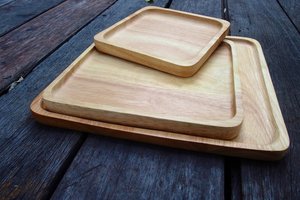 Vaisselle décorative rectangulaire en bois massif véritable naturel, plateau de service à fruits, plateau de service à café, plateau de service à café - Product Image 2