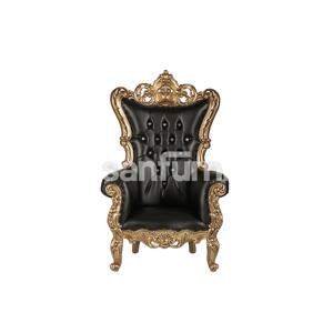Chaise de trône de style français en bois massif teck classique traditionnelle à dossier haut chaises de trône royales mariage de luxe meubles de maison - Product Image 1