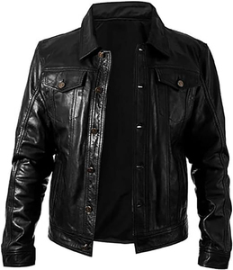 Veste de moto en cuir classique rétro de couleur noire à design personnalisé Veste de course en cuir avec logo OEM pour hommes - Product Image 4