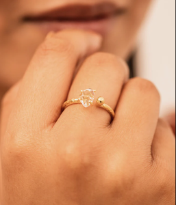 Anillo de ajuste de bisel de piedras preciosas Herkimer de moda Unisex Chapado en plata de ley 925 elegante boda compromiso fiesta aniversario - Product Image 4